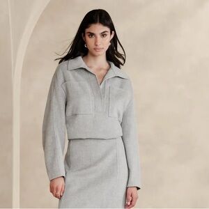 Banana Republic XS Wool Blend Aike Gray Long Sleeve Collared Popover Shirt